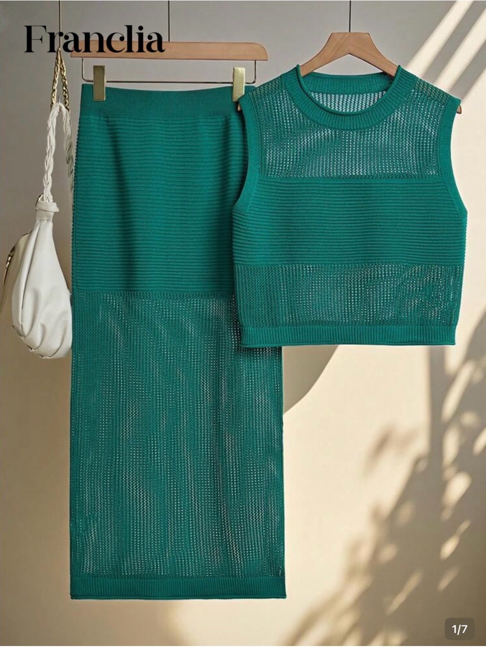 NWOT: Green Knit Midi Skirt and Top Set - Small